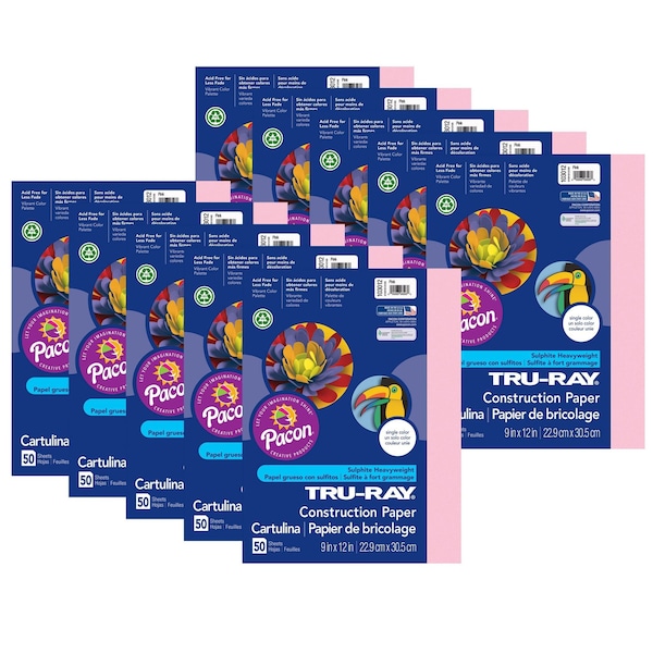 Tru-Ray Construction Paper, Pink, 9x12in, PK500